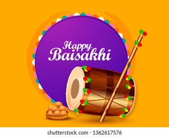 Illustration Of Happy Baisakhi Celebration Background.