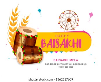 Illustration Of Happy Baisakhi Celebration Background.