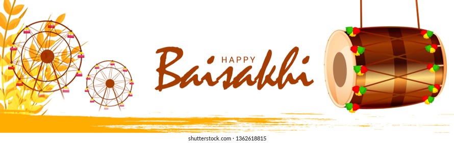 Illustration Of Happy Baisakhi Celebration Background.