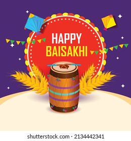 Illustration Of Happy Baisakhi Celebration Background.