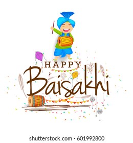 Illustration Of Happy Baisakhi Celebration Background.
