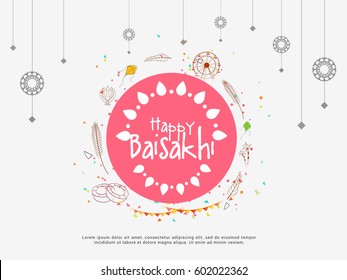 Illustration Of Happy Baisakhi Celebration Background.