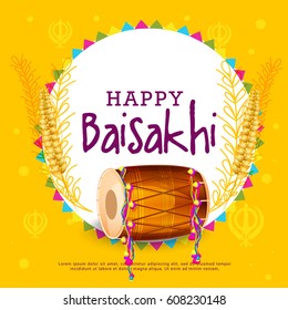 Illustration Of Happy Baisakhi Celebration Background.