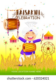 Illustration Of Happy Baisakhi Celebration Background.