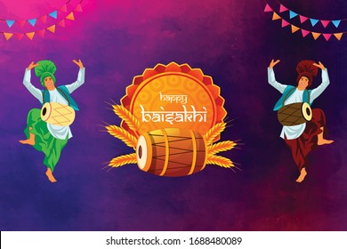 Illustration Of Happy Baisakhi Celebration - happy baisakhi festival in Punjab, India