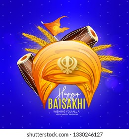 Illustration Of Happy Baisakhi Celebration Vaisakhi, also known as Baisakhi, festival in Punjab