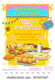 illustration of Happy Baisakhi Food festival background