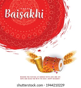 illustration of Happy Baisakhi holiday background for Punjabi sikh festival flyer poster banner creative greeting
