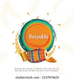illustration of Happy Baisakhi holiday background for Punjabi sikh festival flyer poster banner creative greeting