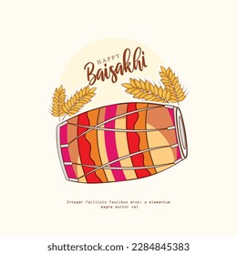 Illustration of Happy Baisakhi holiday background for Punjabi Sikh festival celebration.