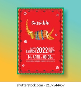 illustration of Happy Baisakhi invitation background for Punjabi sikh festival flyer poster banner creative greeting