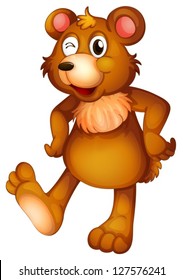 Illustration of a happy bear on a white background