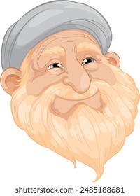 Illustration of a happy, bearded elderly man