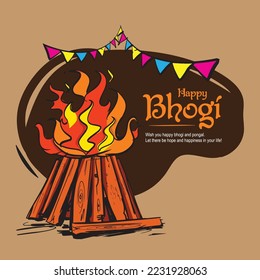 ilustración del Festival Happy Bhogi Holiday Harvest de Andhra Pradesh y Telangana.