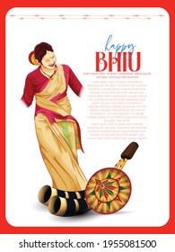  illustration of Happy Bihu ,religious holiday festival of Assamese New Year Bihu of Assam India