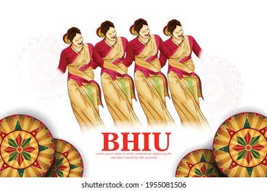  illustration of Happy Bihu ,religious holiday festival of Assamese New Year Bihu of Assam India