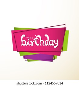 Illustration of happy birthday with beautiful calligraphy and banner template.