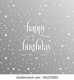 Illustration of happy birthday with beautiful calligraphy.