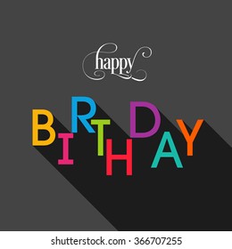 Illustration of happy birthday with beautiful calligraphy.