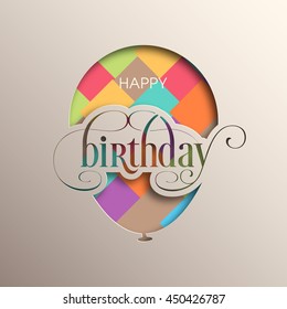 Illustration of happy birthday with beautiful calligraphy.