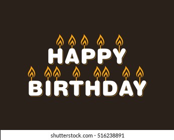 Illustration of happy birthday with beautiful calligraphy.