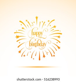 Illustration of happy birthday with beautiful calligraphy.