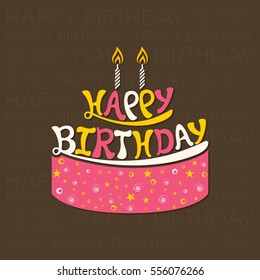 Illustration of happy birthday with beautiful calligraphy vector.