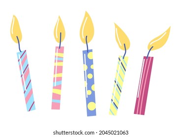 Illustration of Happy Birthday candles. Celebration or holiday item.