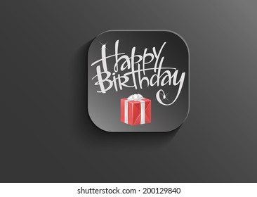 Illustration of happy birthday word on black vector button