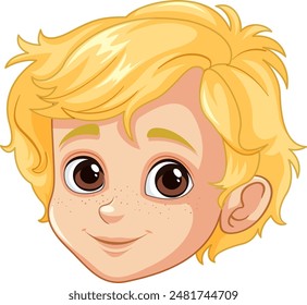 Illustration of a happy blond boy's face