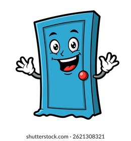 illustration of a happy blue door
