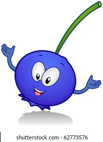 Illustration of a Happy Blueberry Character