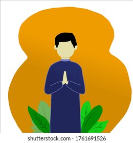 illustration of happy boy celebrating eid mubarak