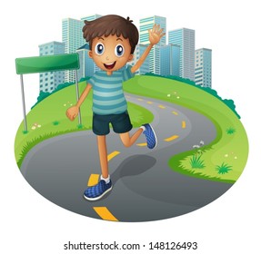 Illustration of a happy boy running