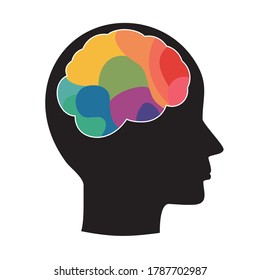 illustration of a happy brain, colored brain vector design