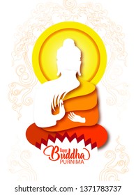 illustration of Happy Buddha Purnima Vesak Lord Buddha in meditation 