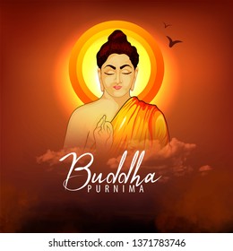 illustration of Happy Buddha Purnima Vesak Lord Buddha in meditation 