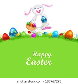 Illustration Happy Bunny Walking Easter Egg Stock Vector (Royalty Free ...