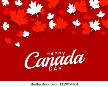 Illustration Of Happy Canada Day Card Background.