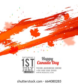 Illustration Of Happy Canada Day Celebration,Canada Independence Day Poster Or Banner Template Design.