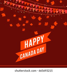 Illustration Of Happy Canada Day,Poster Or Banner Template Design.