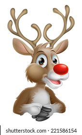 An illustration of a happy cartoon Christmas Reindeer