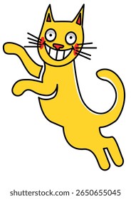 Ilustración de un gato feliz saltando
