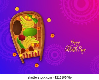 illustration of Happy Chhath Puja background banner design. 