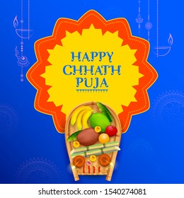 illustration of Happy Chhath Puja Holiday background for Sun festival of India