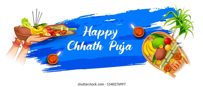 illustration of Happy Chhath Puja Holiday background for Sun festival of India