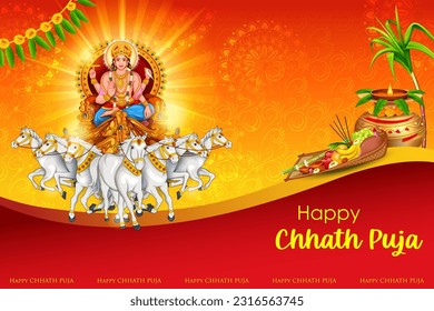 illustration of Happy Chhath Puja Holiday background for Sun festival of India