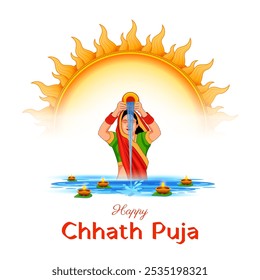 illustration of Happy Chhath Puja Holiday background for Sun festival of India