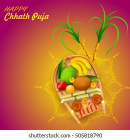 illustration of Happy Chhath Puja Holiday background for Sun festival of India