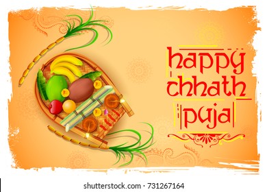 illustration of Happy Chhath Puja Holiday background for Sun festival of India